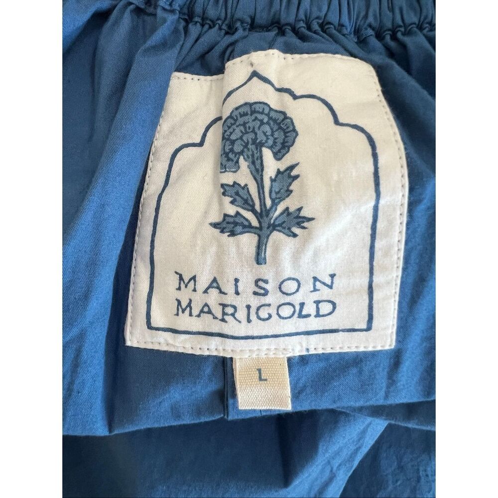 Maison Marigold Laguna Maxi Dress Blue Cotton Poplin Low Back Sundress L - Picture 8 of 10